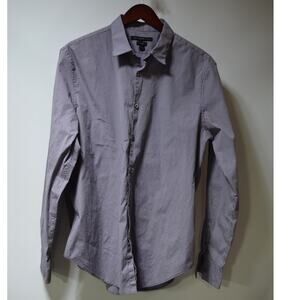 John Varvatos USA Luxe Purple Micro Check Button Up Shirt Size L
